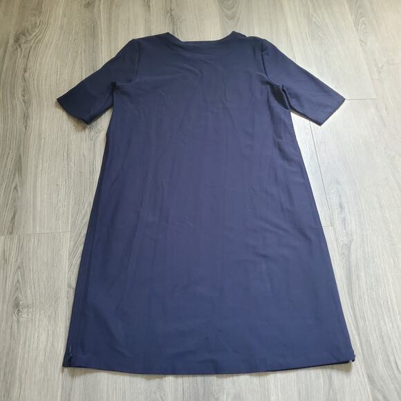 Eileen Fisher Dress Tunic Small Navy Blue Minimalist Knit Casual Layer Travel - Picture 2 of 8